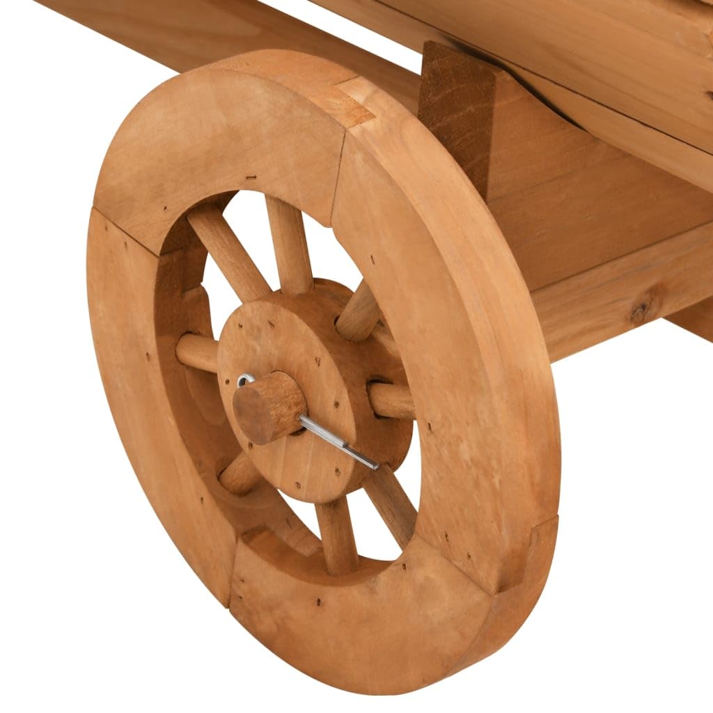 Deko-Wagen aus Tannenholz 70x43x54 cm, Blumenwagen für Garten und Terrasse, Pflanzwagen mit Rädern und Entwässerungsloch, Holzblumenkübel für Außenbereich