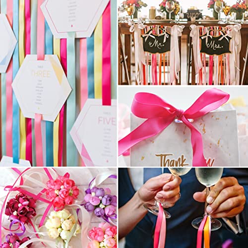 Hot Pink Ribbon 40mm, 23 Meters Rose Red Satin Fabric Present Ribbon for Crafting Gift Wrapping, Balloons, Floral Bouquet - Image 3