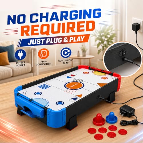 Image of Lifelong Cuppy Air Hockey Table for Kids | Electric Powered with 2 Strikers & 4 Pucks | Plug & Play Durable Board with Air Vents &12V Motor | BIS Certified Indoor & Outdoor Fun Game