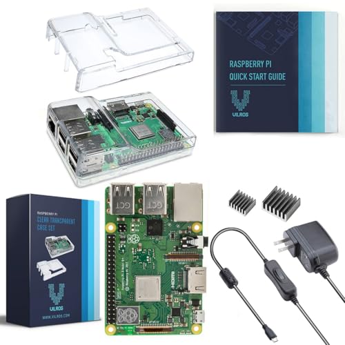 Vilros Raspberry Pi 3 B+ (B Plus) with Dual Clear Case, 2.5A Power Supply, Heatsinks, and Quick Start Guide - 2018 Model, 5Ft USB Cable, Noise Filter - for Retro Gaming, Media Center & etc.