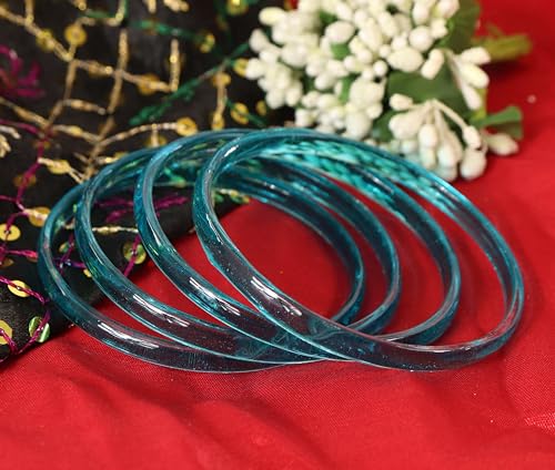 Image of STYOLLO Viral Jelly Plain Transparent Glass Kada Set For Women & Girls | Kanch Kada For Girls | Daily Ethnic Traditional Jewelry | Glossy Classic Fashion Kangan For Wedding, Festive & Parties - Set Of 4