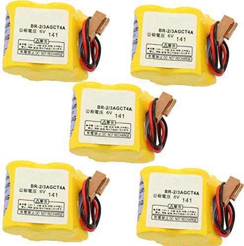 Bestome Batería de repuesto compatible con 5 unidades, 4400 mAh, BR 2/3AGCT4A, 6 V, PLC FANUC A98L 0031 0025, A98L00310025 BR 2/3AGCT4A BR2/3AGCT4A