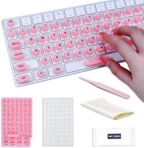 Raised Keyboard Stickers for Long Nails with Letters - Heart-Shaped Antistatic Silicone Protective Cover with Tweezers, Wet Wipes, Dry Towel & Jelly Glue, Ideal for Typing, Gaming & Nail Art (70 Pcs)