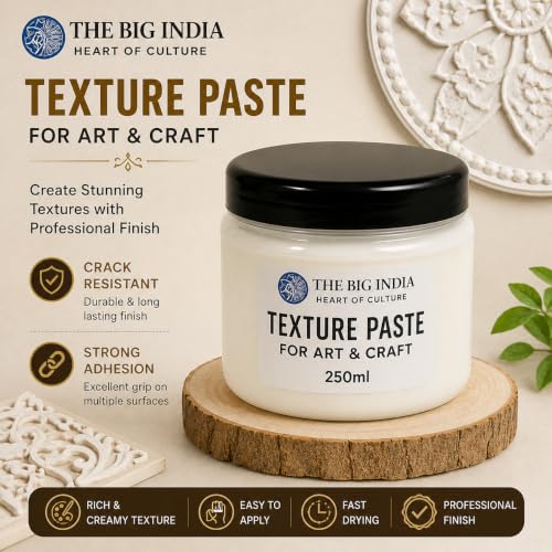 Image of Texture Paste for Art & Craft - 250ml | White Matte Finish | Perfect for 3D Texture Art, Stenciling, and Customizable Art | Ideal for Mixed Media, Canvas, MDF, Wall Art & DIY Projects, acrylic painting