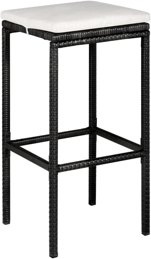 vidaXL Jeu de Bar d'Extérieur 5 pcs Résine Tressée Noir et Blanc Crème Jardin — vue 5