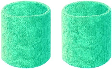 HAPPYWENDY Colorful Cotton Sport Wristbands for Men and Women - 3" Athletic Terry Cloth Sweatbands in Neon Colors - Wrist Sweat Bands for Tennis, Basketball, Running, Gym (1 Pair)
