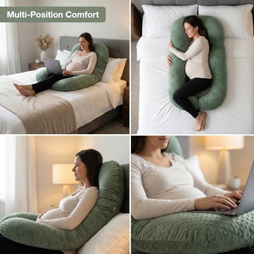 Image of BAYBEE Premium Pregnancy Pillow for Women | Maternity Pillows for Pregnancy Sleeping with 360 Full Body Support | Pregnancy Pillow with Removable Washable Cover & Zipper Closure for Easy Use (Green)