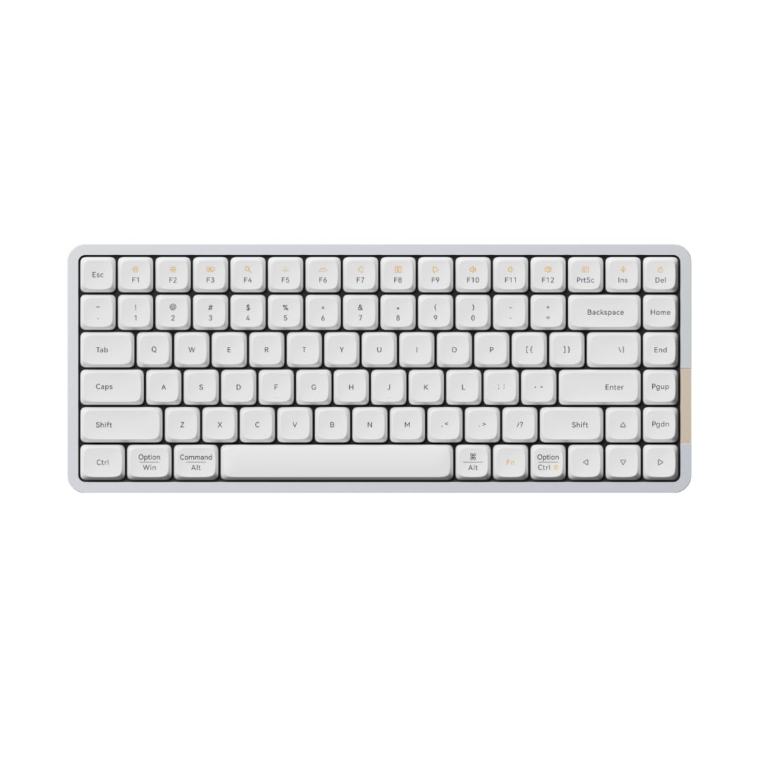 Flow84 Low Profile Mechanical Keyboard, 75 Percent Rechargeable Wireless Keyboards with Bluetooth and Wired Connection for Windows, Mac OS/Ghost Linear Switches, Silver US Layout