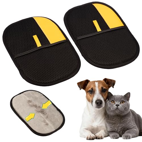 XAQAMY 2 Pcs Gant Anti Poils Animaux, Gant Poil Chat aimantés, Gants Poils Animaux, Gants Magnétiques en Fourrure Anti-Peluches Double Face pour Toilettage de Chats Chiens Animaux de Compagnie