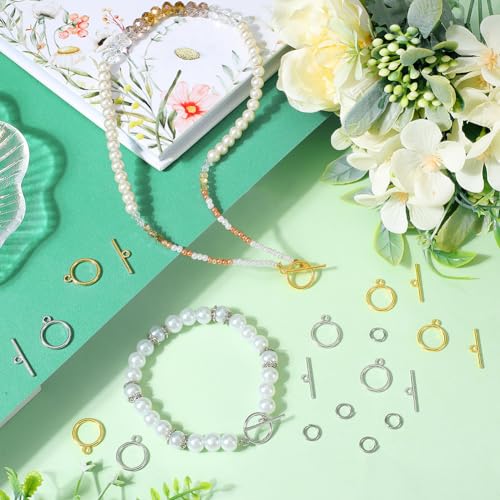 SUNNYCLUE 1 Box 60 Sets OT Clasps Gold Toggle Clasp 200Pcs Stainless Steel Open Jump Rings Tibetan Silver Alloy Round Metal Toggle Clasps Connectors for Jewellery Making DIY Crafts Necklace Bracelet - Image 4
