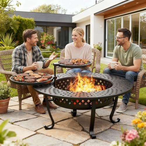 Outdoor Fire Pit, 43" Fire Pit for Outside Wood Burning