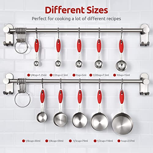 U-Taste 18/0 Stainless Steel Icing Spatula With Pp Plastic Handle, And Upgraded Measuring Cups And Spoons Set Of 10 With Reinforced Welded Handle (Red) #TOP2