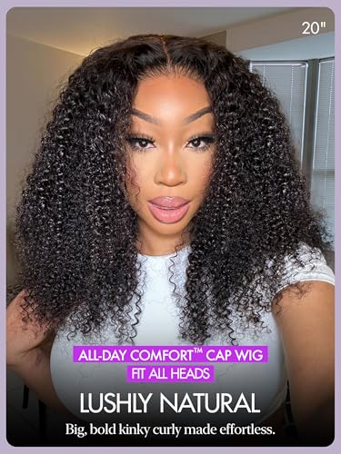Image of LUVME HAIR Kinky Curly 5X5 Lace Front Wigs All-Day Comfort Wig Human Hair Curly Hair glueless wigs human hair pre plucked pre cut long black wig lace closure wigs frontal wigs human hair
