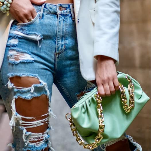 Image of Women's Cloud Shape Sling Bag Trendy Fashion Shoulder Bag Chain Handle Crossbody Bag for Girls