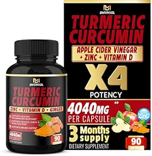Turmeric Curcumin Supplement 4040 mg - 95% Curcuminoids with Ginger, Apple Cider Vinegar, Black Pepper - Supports Joint, Antioxidant & Immune System - 3 Month Supply