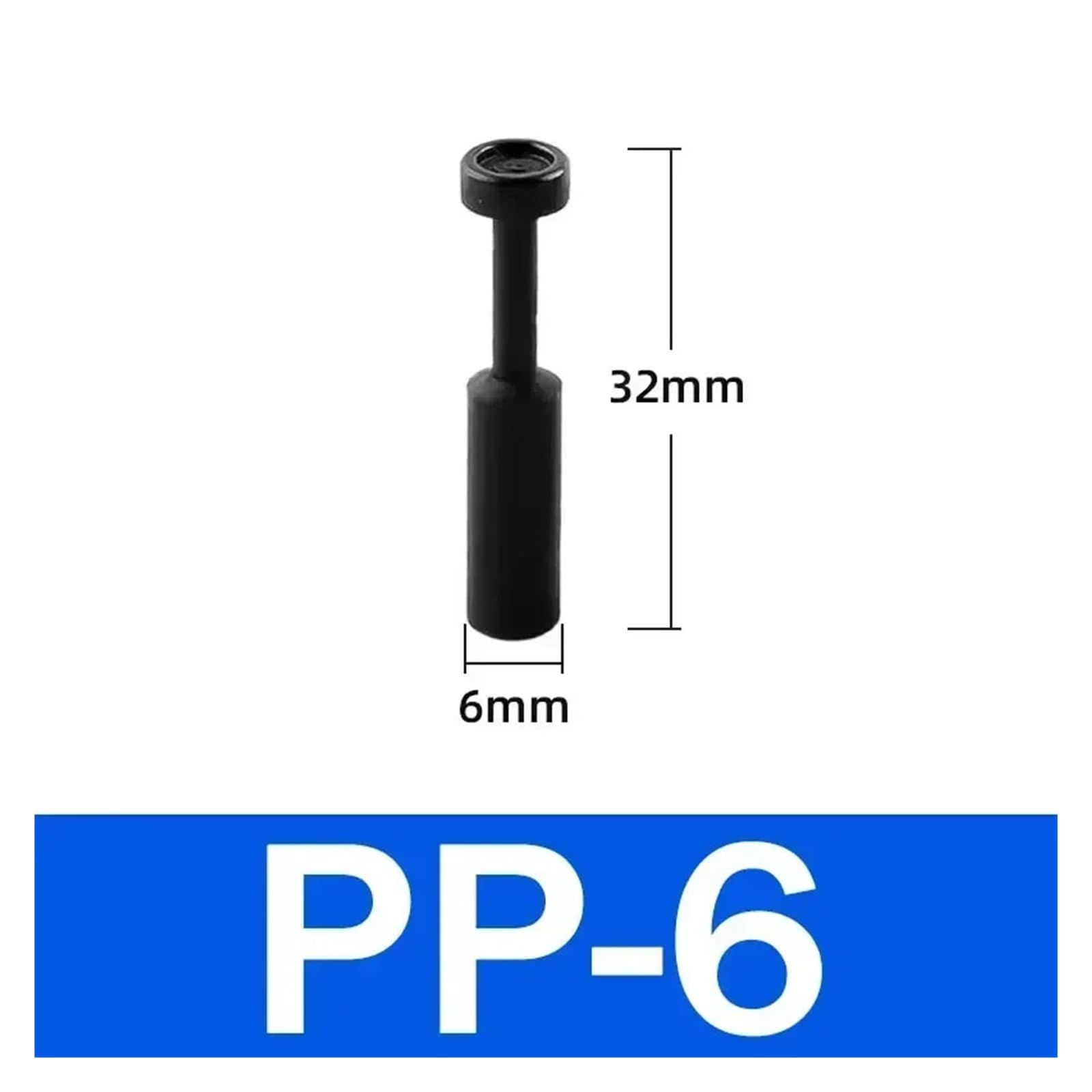 Tapón de obturación neumático for Extremo de Tubo, Conector de Ajuste a presión for Manguera de Aire, 4/6/8/10/12/16 mm, 20/100 Unidades(PP-6)