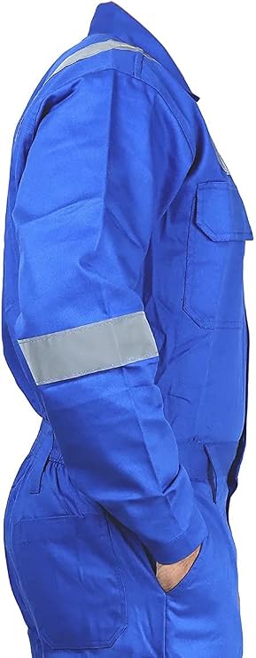 Men's Cotton Industrial Boiler Suit With Reflective Tape Size 2XL Royal Blue view 3
