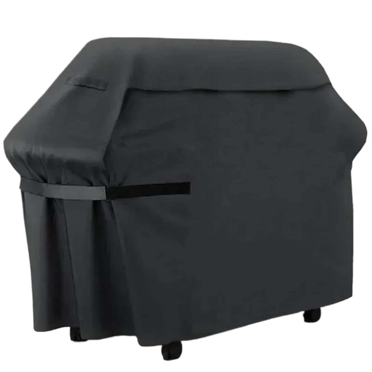 Copertura per barbecue, resistente, per barbecue all'aperto, resistente alle intemperie, non stinge, con cinghia, copertura per barbecue a gas, resistente (nero, 145 x 61 x 117 cm)