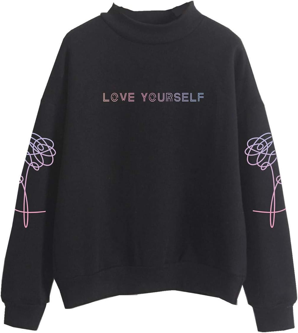 WOOKIT Unisex Music Group Hoodies Love Yourself Music Group Jumper Turtleneck Sweatshirt for Army Suga Jin Jimin Jung Kook J-Hope Rap-Monster V