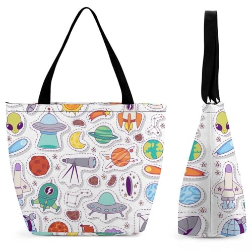 Sac à main planète fusée spatiale grand cabas de shopping voyage pour femme