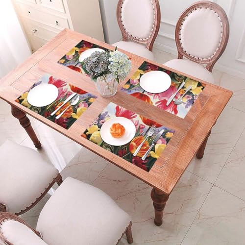 Sets de table Tulipe design lavables en PVC résistant de qualité supérieure - 8