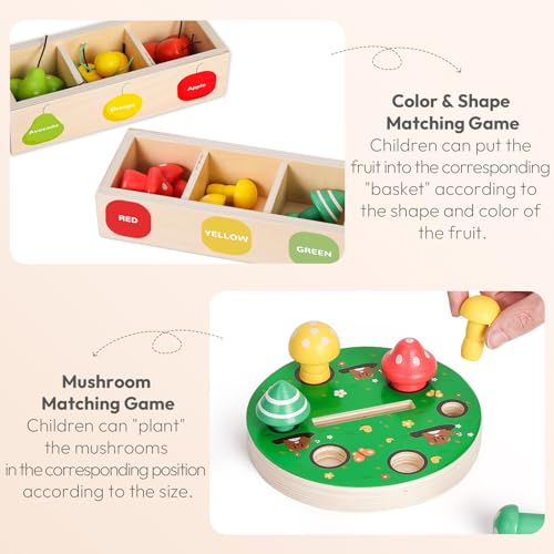 Image of Woodtoe Apple Picking Magnetic Tree Toy, Montessori Toy for Kids Age 3-6