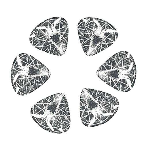Lot de 12 médiators pour guitare électrique, basse acoustique, motif tête de mort, symbole de pentagramme, cadeau avec boîte - Les Beatles, Paul McCartney, John Lennon, RIngo Starr, George Harrison Lot de 12 médiators pour guitare électrique, basse acoustique, motif tête de mort, symbole de pentagramme, cadeau avec boîte – Image 3