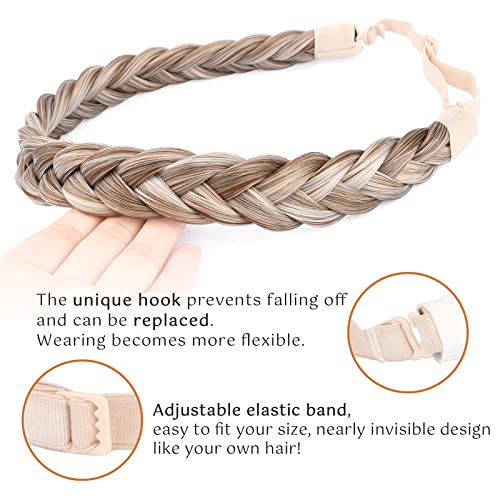 Gledola 2 Strands Fishtail Plaited Braids Headband Braided Synthetic Hair Elastic Stretch, Hair Accessory for Bride Women - Image 4