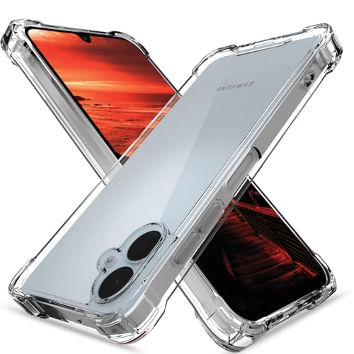 Image of Amazon Basics Back Cover for Samsung Galaxy S25 FE 5G PC + TPU Clear Transparent Raised Edges Shockproof Protective Phone Bumper Case(Transparent)