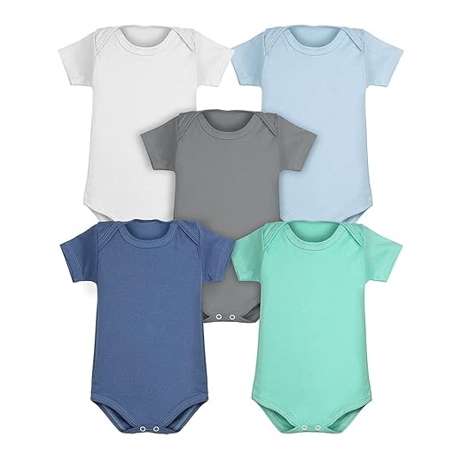 Body Bebê Kit 5 Peças Manga Curta Liso Masculino