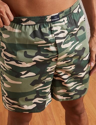 Image of Amazon Brand - Symbol Men's Cotton Printed Boxer Shorts (Combo Pack of 2) Casual | Underwear | Half Pants | Short Pant - Regular Fit with Back Pocket