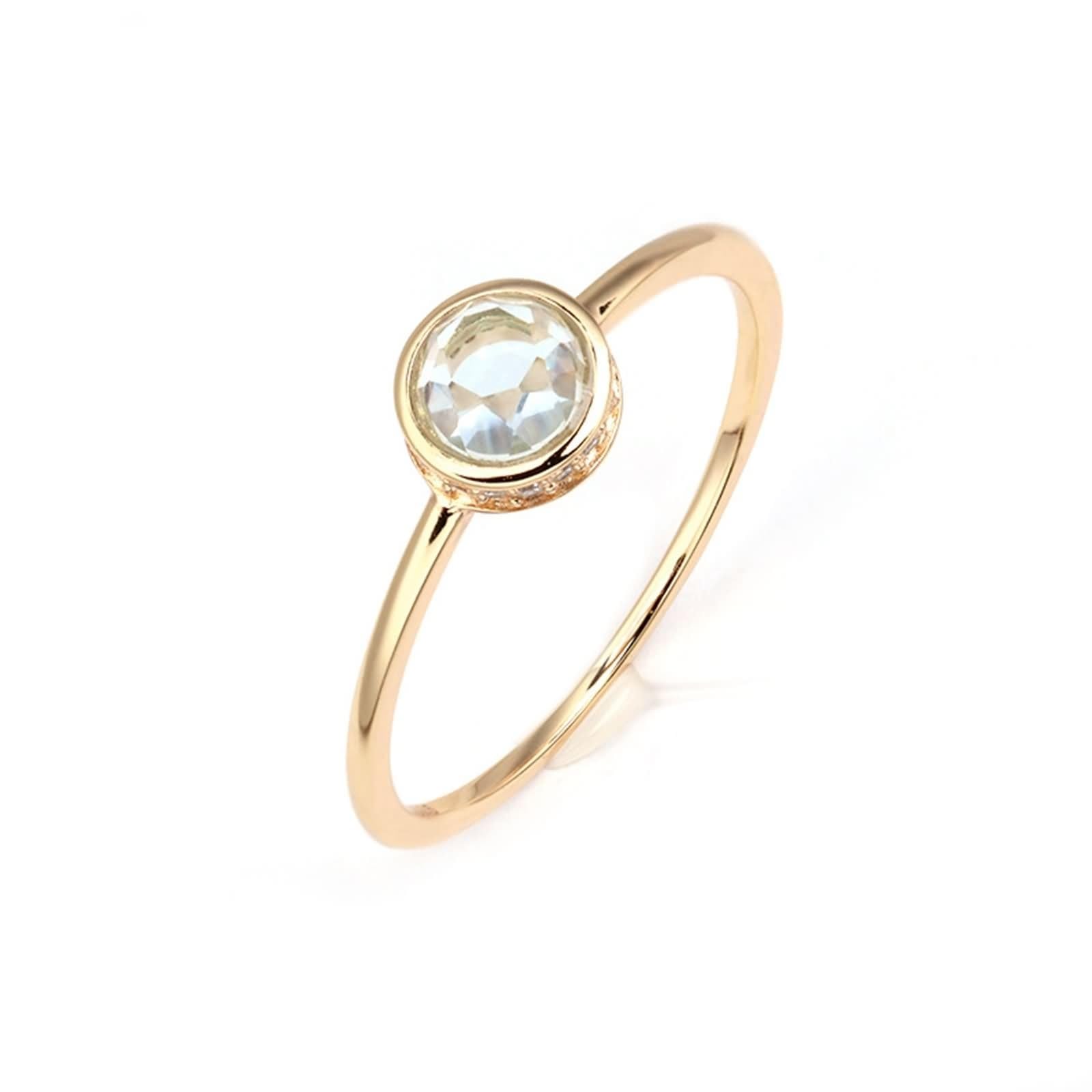 Alianzas Au 375/585/750 oro con topacio azul claro, anillo de compromiso solitario