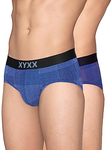 Image of XYXX Men's Blox Tencel Micromodal Regular Fit Printed Antimicrobial Briefs with No Marks Waistband (Pack of 2)
