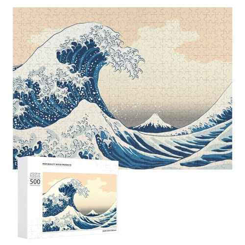 浮世絵 神奈川沖浪裏 葛飾北斎 ジグソーパズル 木製 部屋の飾り パズルのおもちゃ 娯楽 大人 ストレス解消 初心者 子供 大人のおもちゃ ゲーム 壁掛け ギフト 500 PCS