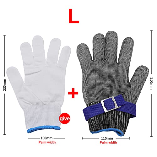 Fydun Cut Stainless Steel Metal Glove For Meat Cutting Chainsaw Work (L)