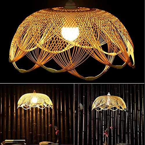 Lampadario in bambù intrecciato a mano a forma di