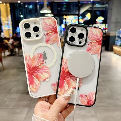 Coque compatible avec MagSafe iPhone 14 protection fleur blanche fille - 3