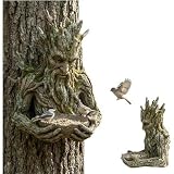 Tree Spirit Mangeoire à oiseaux, sculpture intégrée aux arbres, mangeoire à oiseaux millénaire avec crochet caché, décoration de jardin unique pour les amateurs d'oiseaux, terrasses, cours, jardins