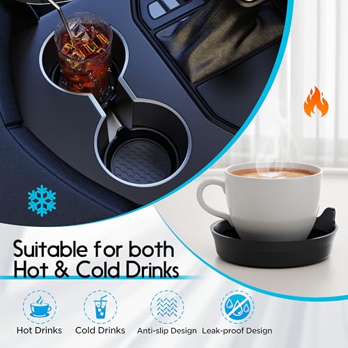 Image of Amooca 4-Pack Car Cup Coaster Silicone Spill-Proof Cup Holder Inserts