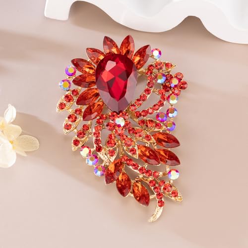 Image of SELOVO Big Large Flower Statement Brooches Pins Scarf Decoration Gold Tone
