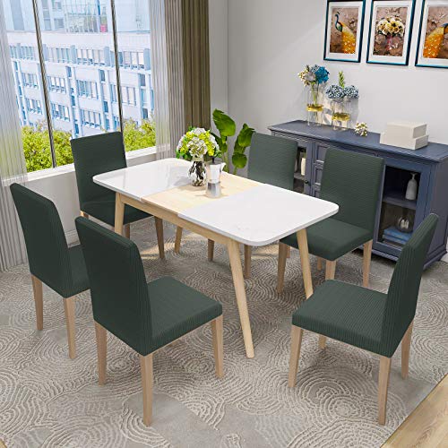 MAXIJIN Super Stretch Dining Room Chair Cover Jacquard Spandex Dining Parsons Chair Slipcover Removable Chair Protector Covers for Dining Room,Hotel,Kitchen,Ceremony (Pea Green - Image 2