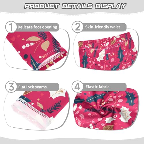 KLL Christmas Holly Berries Oil Painting Toddler Girls Legging Comfortable High Waisted Activewear Gym3