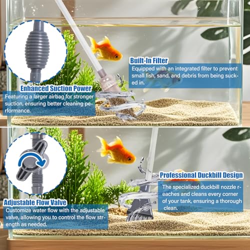 Image of Aquarium Cleaning Kit - Fish Tank Gravel Vacuum Cleaner & Algae Scraper for Glass Tanks, Easy Water Change & Algae Removal for Freshwater & Saltwater Tanks, Maintain Clear & Healthy Water