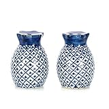 Pineapple Blue and White 2 inch Porcelain Ceramic Salt and Pepper Shaker Set