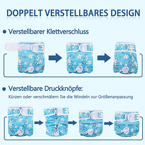 Demigreat es Running Trousers Pack of 3 M Highly Absorbent Sanitary Napkins Dog Diapers for Dogs Size Adjustable Cute Flowers - Image 4