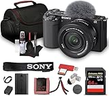 Sony ZV-E10 Mirrorless Camera Kit with 16-50mm II Power Zoom Lens (Black) | APS-C Sensor | Compact Creator Tool + 64GB Card + Bag + Card Reader + HDMI Cable + Flex Tripod + Hand Strap + More