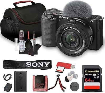 Sony ZV-E10 Mirrorless Camera with 16-50mm Lens & Tripod (Black) Bundle