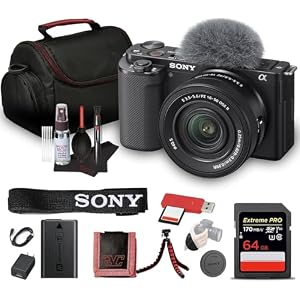 Sony ZV-E10 Mirrorless Camera with 16-50mm Lens & Tripod (Black) Bundl...