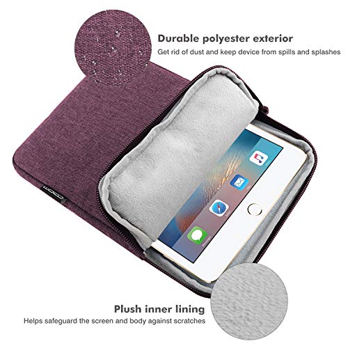 Image of MoKo 7-8 Inch Tablet Sleeve Bag, Polyester Pouch Cover Case Slim Design | Fits iPad Mini (A17 Pro) 8.3 inch 2024, iPad Mini 6 /5 /4 /3 /2 /1, Samsung Galaxy Tab S2 8.0, Tab A 8.0, ZenPad Z8s 7.9, Purple