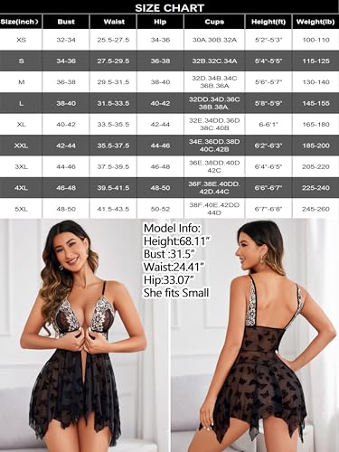 Image of Avidlove Women Lace Lingerie Front Closure Babydoll V Neck Nightwear Sexy Chemise Nightie